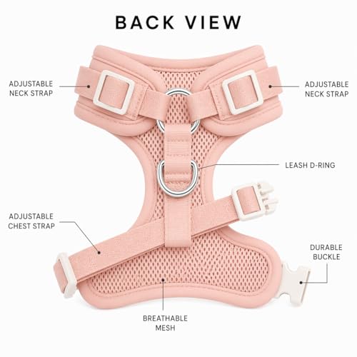 Premium No-Pull Dog Harness Soft Neoprene & Breathable Mesh Vest with Front & Back Clip D-Rings Adjustable Lightweight Walking Harness for Puppies, Small & Medium Dogs (Baby Pink, S) - color: Baby Pink, size: S: Neck=13.8-17.3''/Chest=16.1-21.3''