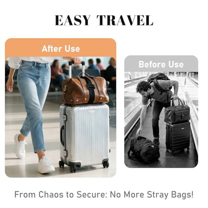 Multi Use Strong Adjustable Luggage Connector Straps for Suitcases,2 Pack Flexible Luggage Accessories Elastic Fastening Bag Strap (Black) - color: Black