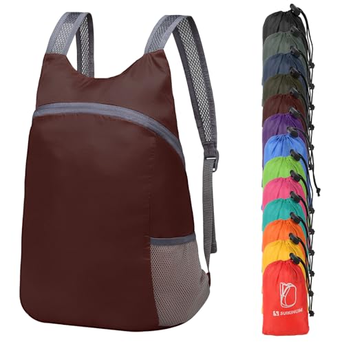 20L Hiking-Daypack Lightweight Foldable Travel Packable Backpack for Camping Cycling Outdoor,Dark Red - color: Dark Red