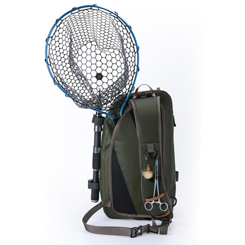 Goture Waterproof Fly Fishing Sling Pack, IPX8 840D TPU Fishing Sling Bag, 13L Tackle Backpack with Rod Holder,Airtight Zipper,Exhaust Valve,Adjustable Strap for Kayaking,Wadering,Hiking - color: A2:13L Green