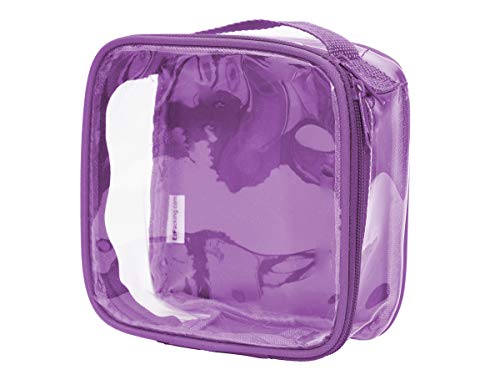 EzPacking Clear TSA Approved 3-1-1 Travel Toiletry Bag for Carry On/Quart Size Transparent Liquids Pouch for Airport Security/Reusable See Through Vinyl & PVC Plastic Organizer Men Women (Purple) - color: Purple