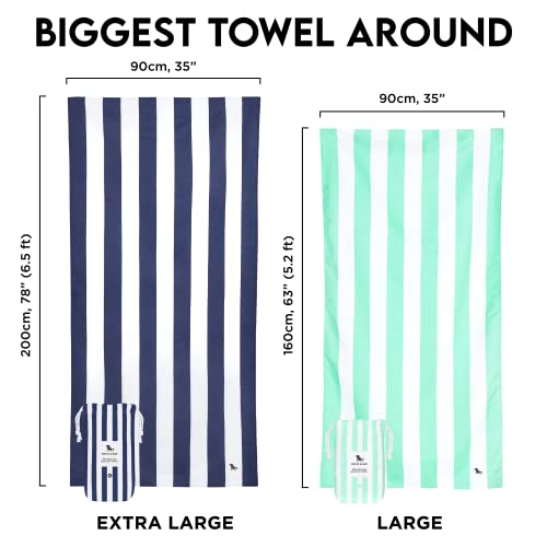 Dock & Bay Beach Towel - Quick Dry, Sand Free - Compact, Lightweight - 100% Recycled - Includes Bag - Cabana - Bondi Blue - Large (160x90cm, 63x35) - color: Cabana - Bondi Blue, size: Large (160x90cm, 63x35")