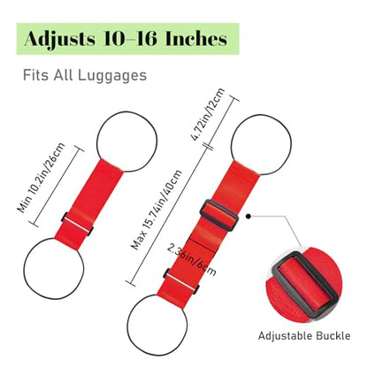 Multi Use Strong Adjustable Luggage Connector Straps for Suitcases,2 Pack Flexible Luggage Accessories Elastic Fastening Bag Strap (Red) - color: Red