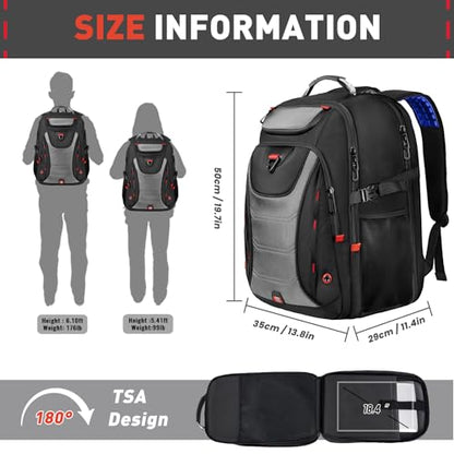 Z-MGKISS Large Travel Backpack, 18.4 Inch Laptop backpack for men, Business Work Bag with USB Charging Port, Water Resistant, Extra large Backpacks, TSA Flight Approved, Grey - color: Grey-1