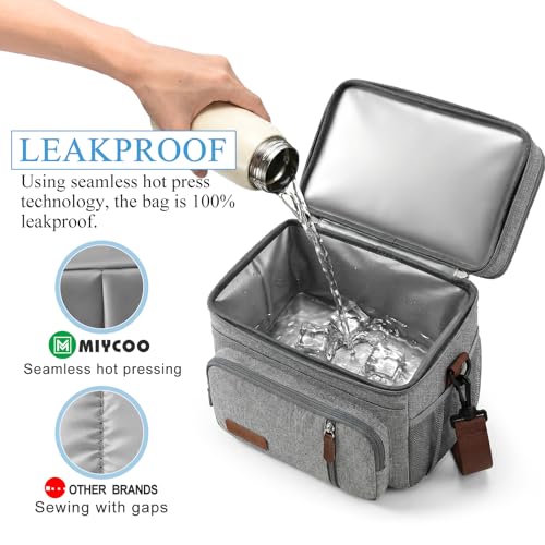 MIYCOO Lunch Bag for Women & Men, Expandable Double Deck Lunch Box, 15L - color: 2 - Gray, size: 15L