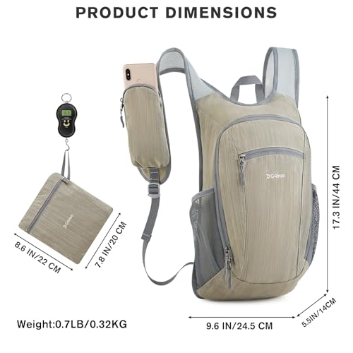 G4Free 15L Hiking Daypack Lightweight Travel Backpack Packable Outdoor Casual Foldable Shoulder Bag (Beige) - color: Beige