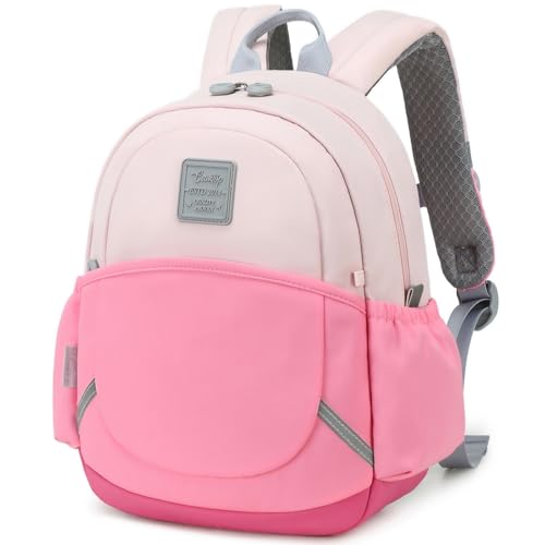 CAMTOP Toddler Backpack for Boys Girls 2-4, 12" H Kids Backpacks for Kindergarten Preschool, Small Bookbag for Daycare Travel (Pink Color-Blocking, 12''- Not fit A4 folder) - color: Light Pink, size: Age 2-4 (12'' H - Not Fit A4 Folder)