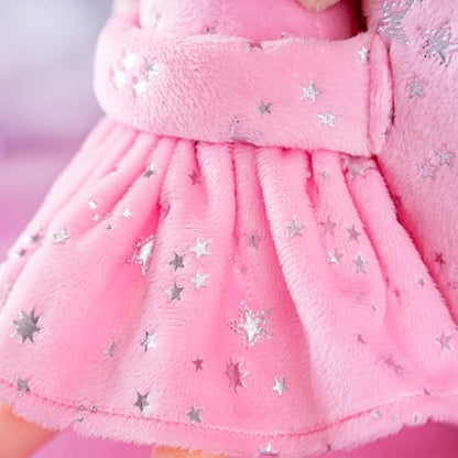 Gloveleya Kids Backpack Toddler Girl Gift Plush Curly Hair Doll Backpack with Glittery Pink Dress and Star Accents 9 Inches - Perfect for Preschool and Day Trips - color: A0033pink, size: 9 inches