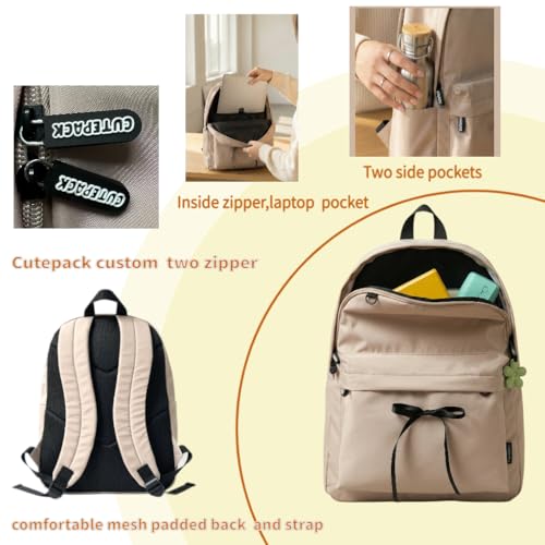 Cute Basics backpack for school,College Lighweight Coquette Laptop Bow Backpack For Women Teens,Durable Classic Design,Water Resistant Medium Size College School Bookbag (BOW) - style: Bow Design