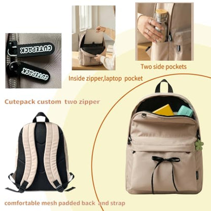 Cute Basics backpack for school,College Lighweight Coquette Laptop Bow Backpack For Women Teens,Durable Classic Design,Water Resistant Medium Size College School Bookbag (BOW) - style: Bow Design