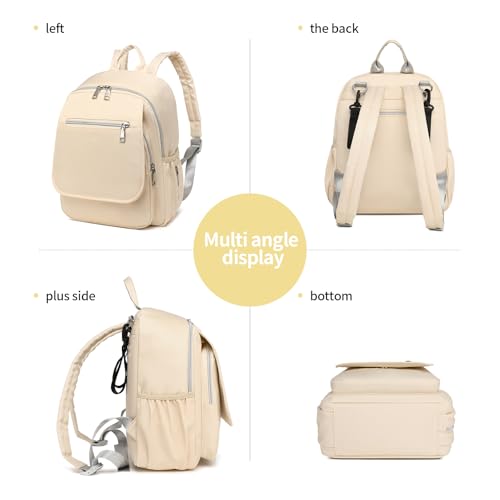 Small Diaper Bag Backpack, Mini Diaper Bag Purse with 10 Pockets, Travel Baby Bag for Baby Girls, Insulated Pockets, Stroller Straps, Beige - color: Beige