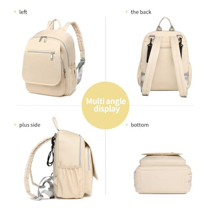 Small Diaper Bag Backpack, Mini Diaper Bag Purse with 10 Pockets, Travel Baby Bag for Baby Girls, Insulated Pockets, Stroller Straps, Beige - color: Beige