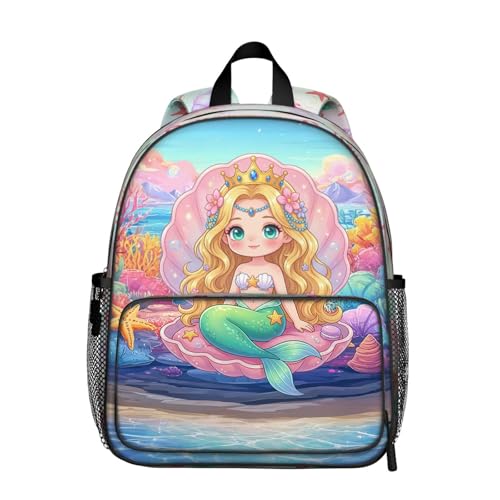 Mermaid Backpacks for Girls Kids Colorful Tail Print School Bookbag for Kindergarten Elementary School with Adjustable Buckled Chest Straps - color: Mermaid 01