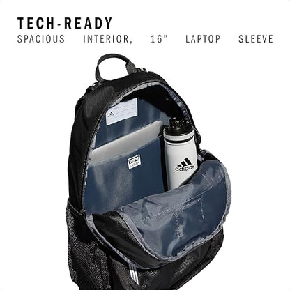 adidas Excel 6 School Backpack, 40L - color: Black/White 3 Stripe Webbing, size: OSFA