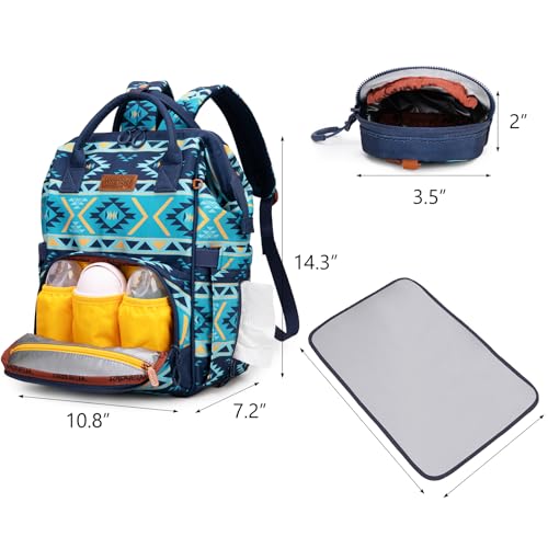 Montana West Wrangler Diaper Bag Backpack Aztec Callie Bag Travel Backpack Purses Western Multi-Function Baby Bags for Mom - color: Navy