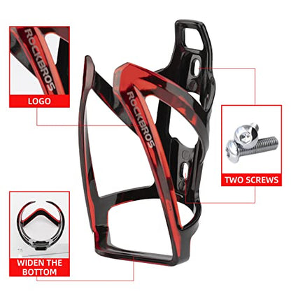 ROCKBROS Bike Water Bottle Holder Ultra-Light Bicycle Bottle Cages with Screws Tool, Universal Bike Cup Holder Rack for Road MTB Bikes - color: Red-Black, size: Standard