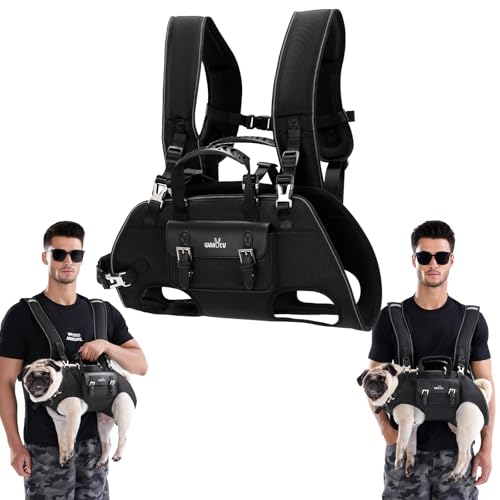 Wakytu Dog Backpack Carrier for Dogs,Dog Lift Harness,Adjustable Padded Breathable Straps for Dogs, Disabled, Joint Injuries, Arthritis,M - size: M（9-17.5bs）