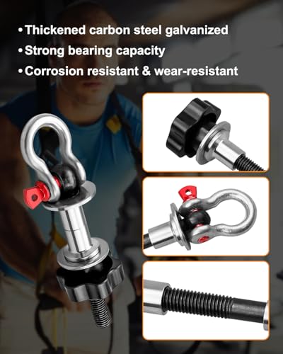 Upgrade Power Rack Attachments with Convex stainless steel gaskets, Versatile O-Ring Attachment Fit for 1-3 inch Squat Frames and Strength Frames, Heavy Duty Band Pegs for Resistance Band, 2 Pcs
