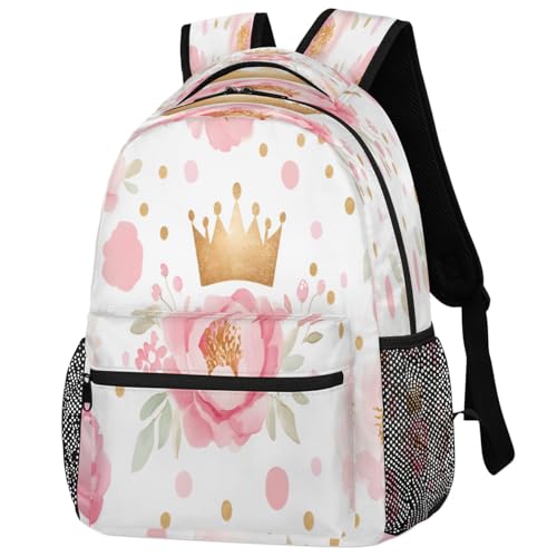 Pink Crown Laptop Backpack for Women 17 inch Backpacks Lightweight Computer Bag Rucksack Casual Daypack Work Travel - color: Multicolor-7