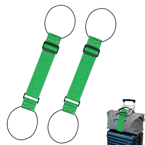 2 Pcs Luggage Straps for Suitcases, Multi Use Strong Adjustable Luggage, Connector Straps for Suitcases, Flexible Luggage Accessories Elastic Fastening Bag Strap, Waterproof, Bungee Straps (Green) - color: green