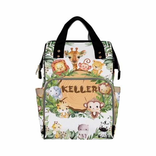 Customized Diaper Bag with Name, Flower Print Personalized School Bag, Monogram Nappy Backpack with Thermal Pockets for Adults Kids, Large Capacity Waterproof Diaper Bag, Travel Gifts - color: Color-2