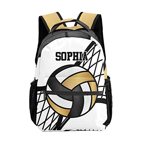 Personalized Volleyball Black Gold Custom Backpack Waterproof Multifunctional Daypack with Name Gift - color: Design 1