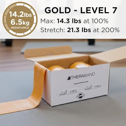 THERABAND Resistance Band, 50-Yard Roll, Latex Elastic Band for Exercise, Stretching, Physical Therapy, Yoga, Pilates, Home Workouts, Cut-to-Length, Color-Coded Levels - color: Gold | Max, style: Latex