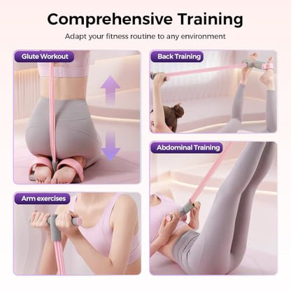 Multifunction Pedal Resistance Band, Pedal Resistance Bands with Handles - 2026 New Elastic Rubber Exercise Band for Full Body Workout, Arm, Leg - color: Pink