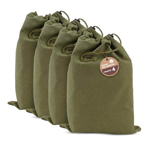 LFH Cotton Rich Shoe Storage Bags with Drawstring, Breathable Dustproof Reusable Shoe Organizer for Travel, Gym, Dorm, Hotel, Machine Washable Easy Carry 12"x17" (Pack of 4), Military Green - color: Military Green, size: 12"x17" (Pack of 4)