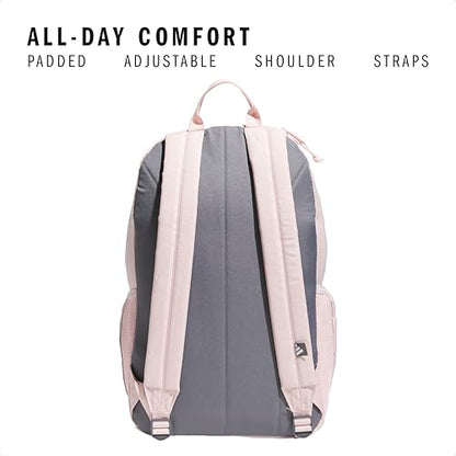 adidas Classic 3-Stripe Backpack for Laptop, School and Travel, 28L - color: Sandy Pink/Onix Grey