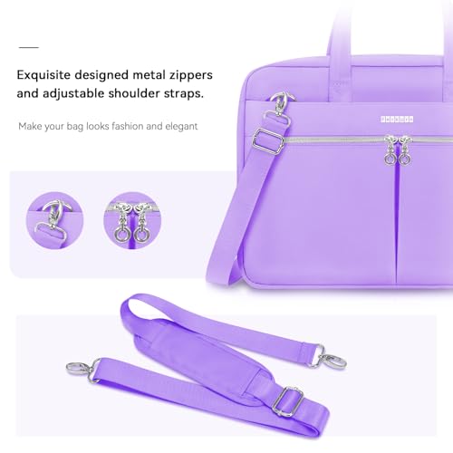 Ferkurn Laptop Bag Case Women Men Computer Bag Compatible with MacBook/HP/LG/Dell, Shoulder Strap Slim Carrying Messenger Briefcase, Purple, 15.6-16 Inch - color: Purple, size: 15-15.6 inch