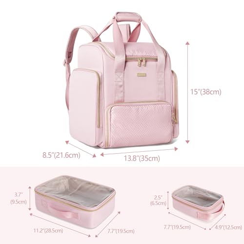 Large Makeup Backpack with 3 Clear Makeup Bags, Double Layers Professional Makeup Travel Case with Brushes Storage Section for Makeup Artists - color: Pink