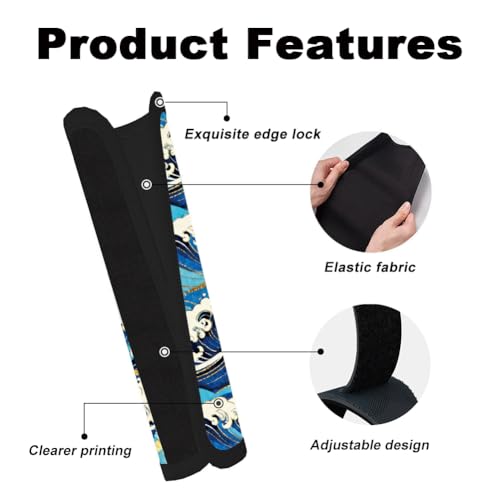 2Pcs Soft Auto Seat Belt Cover Pads, Ocean Wave Car Seatbelt Shoulder Cushion for Comfortable Driving, Compatible with All Cars' Seatbelt and Backpack Straps 11x2.4inch - color: Ocean Wave