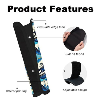 2Pcs Soft Auto Seat Belt Cover Pads, Ocean Wave Car Seatbelt Shoulder Cushion for Comfortable Driving, Compatible with All Cars' Seatbelt and Backpack Straps 11x2.4inch - color: Ocean Wave