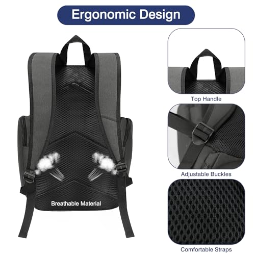 WOLT Basketball Bag Backpack with Separate Ball Compartment and Shoes Pocket, Gym Bags for Men, Large Sports Bag for Basketball, Soccer, Volleyball, Baseball - color: Lightgrey