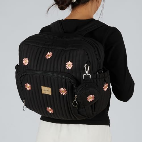 GOBABYMART Diaper Bag Backpack, Medium Maternity baby bag & Changing Pad, Insulated Pockets, Stroller Straps & Pacifier Case (Medium - Black Flowers) - color: Medium - Black Flowers