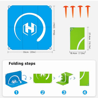 STARTRC PHOTO Drone Landing Pad Foldable 2x3 Fast-Fold, (22in/55cm) Double-Sided Waterproof Launch Pad, Weighted Helipad for DJI Mini 4 Pro/Mini 4k/AIR 3S/Neo/Mini 3/Mini 2 se/Avata 2/Flip Drone Accessories (Blue-Green) - size: 22in/55cm