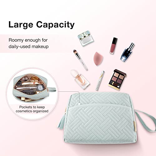 BAGSMART Makeup Bag, Cosmetic Bag for Purse,Travel Make Up Pouch,Water-resistant Toiletry Bag Elegant Roomy, Makeup Accessories Organizer, Light Blue - color: Ⅳ-Light Blue