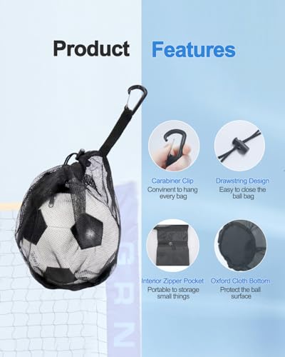 Single Mesh Ball Bag for Soccer Basketball & Volleyball - color: Black-3PC