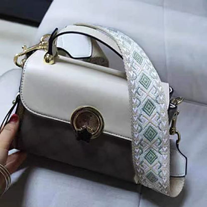 Azarxis Wide Replacement Shoulder Strap Adjustable Crossbody Canvas Webbing for Messenger Bag Laptop Computer Bag - color: #3 - Khaki & Green Rhombus