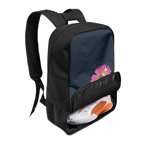 18.5in Basketball Backpack Basketball Bag with Shoe Compartment & Ball Holder, Waterproof Bag for Soccer Volleyball - color: Simple Pink Daisy Bee Print