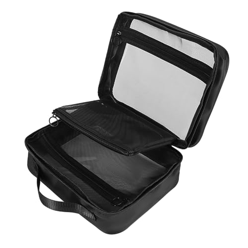 TSA Approved Toiletry Bag, Clear Makeup Bags with Multi Layer Mesh Pockets, Portable Large Capacity PVC Cosmetic Bags with Zipper for Travel Essentials - size: L