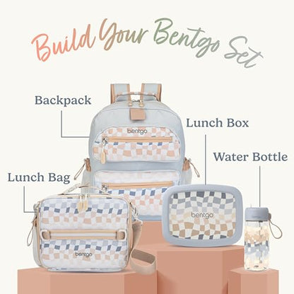 Bentgo Kids Lunch Bag (Whimsy & Wonder Collection) - Durable, Double-Insulated Lunch Bag for Kids 3+; Holds Lunch Box/Water Bottle/Snacks; Water-Resistant Fabric & Zip Pockets (Checker Gradient) - color: Checker Gradient