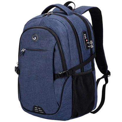 SHRRADOO Anti Theft Laptop Backpack Travel Backpacks with Combination Lock for Women Men College Backpack Computer Bag Fits 17 Inch Laptop,Royal Blue - color: Royal Blue