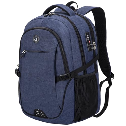SHRRADOO Anti Theft Laptop Backpack Travel Backpacks with Combination Lock for Women Men College Backpack Computer Bag Fits 17 Inch Laptop,Royal Blue - color: Royal Blue