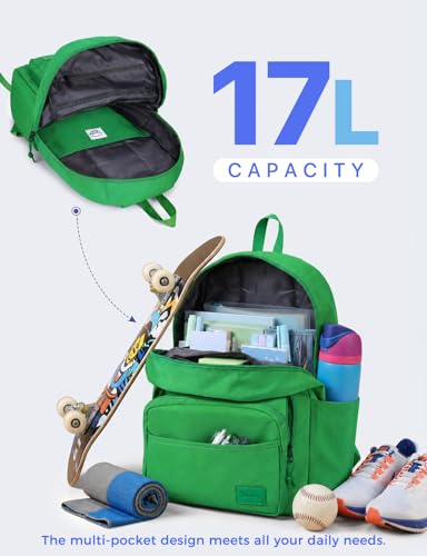 VASCHY School Backpacks, Lightweight Bookbag Schoolbag for Boys Girls Casual Basic Simple Daypack for Men Women Bright Green - color: Bright Green