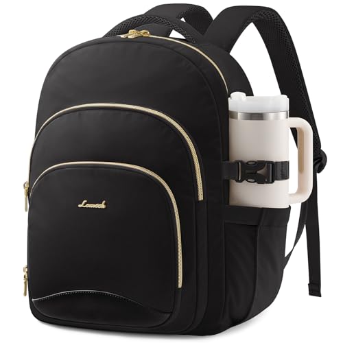 LOVEVOOK Laptop Backpack for Women, 17-Inch Work Backpack, Back to School Bookbag for College Student Teen Girls, Casual Personal Item Travel Bag Business Computer Daypack for Teacher Nurse, Gift - color: Black, size: 17 Inch