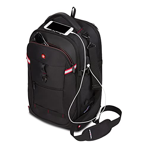 SwissGear 3766 Extra Large 48L Travel Backpack with USB Charging Port, Built-in RFID, Fits 16 Inch Laptop - color: Black, size: 48L