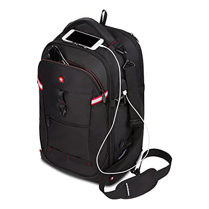SwissGear 3766 Extra Large 48L Travel Backpack with USB Charging Port, Built-in RFID, Fits 16 Inch Laptop - color: Black, size: 48L