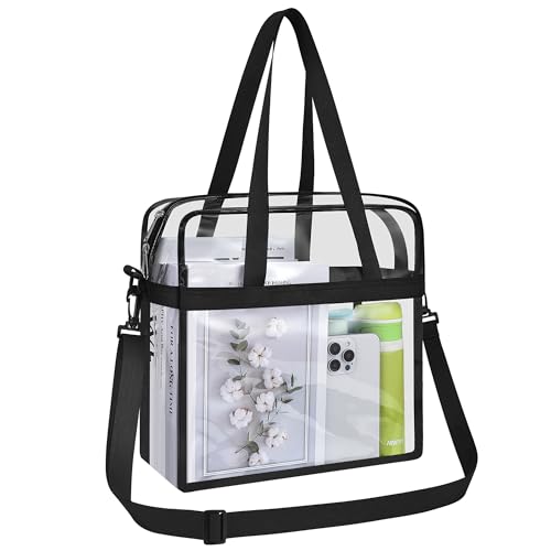 Oraben Clear Tote Bag Clear Bag Stadium Approved 12x6x12 Stadium Bag for Work, Sports Games,Gym - color: Black, style: Main Pocket Only